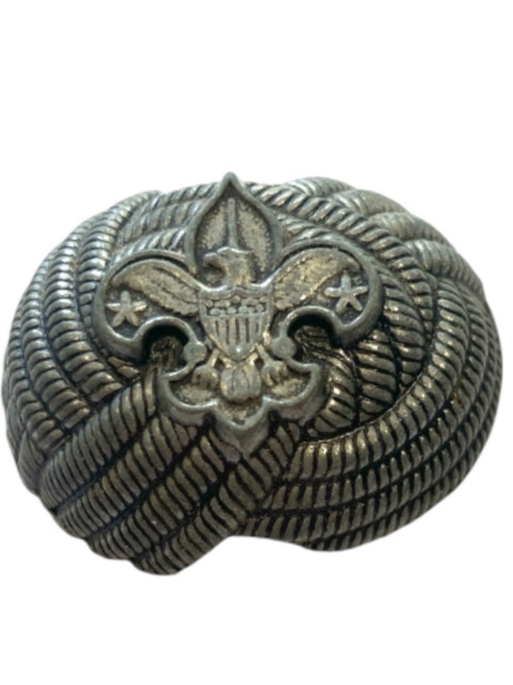 Vintage Boy Scouts Brass Neckerchief Slide "Explorer" Eagle BSA